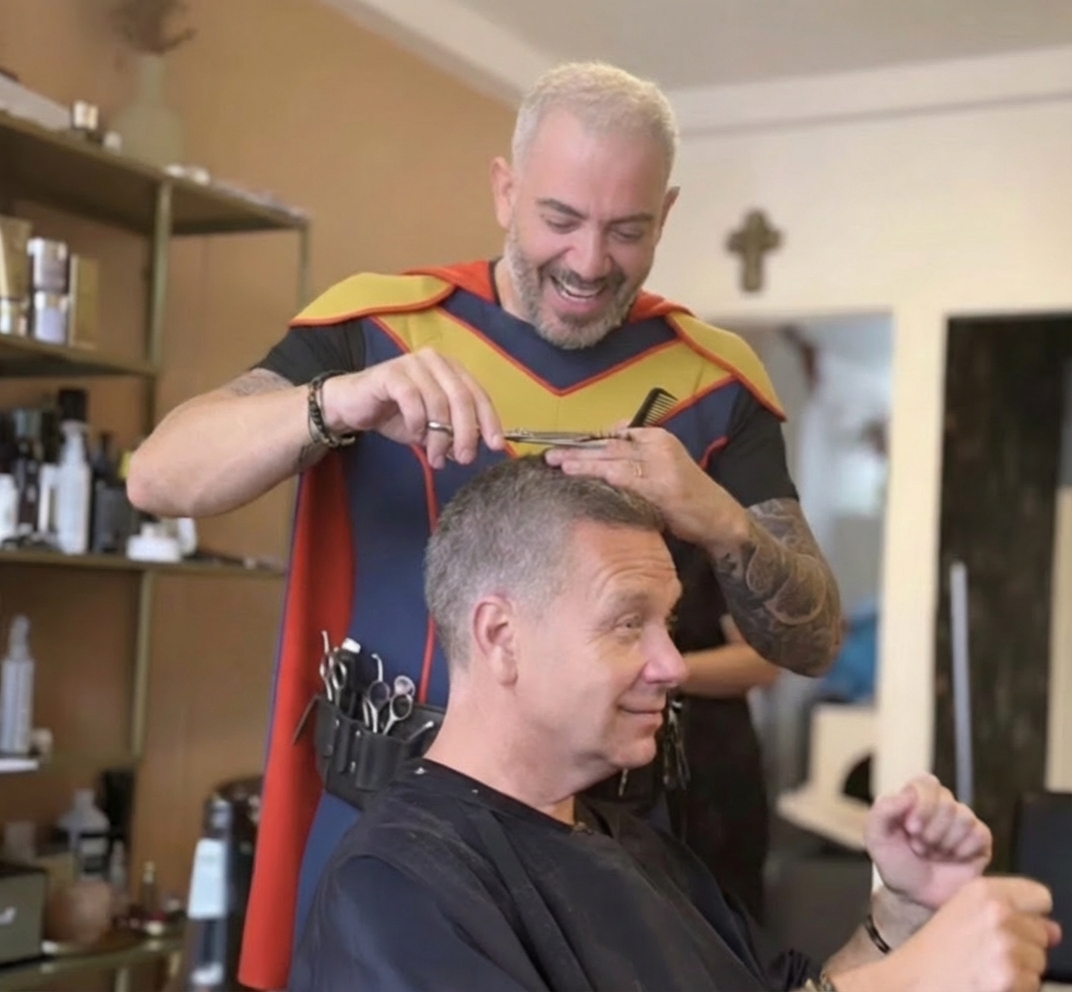 Miron in his barbershop in Amsterdam-West